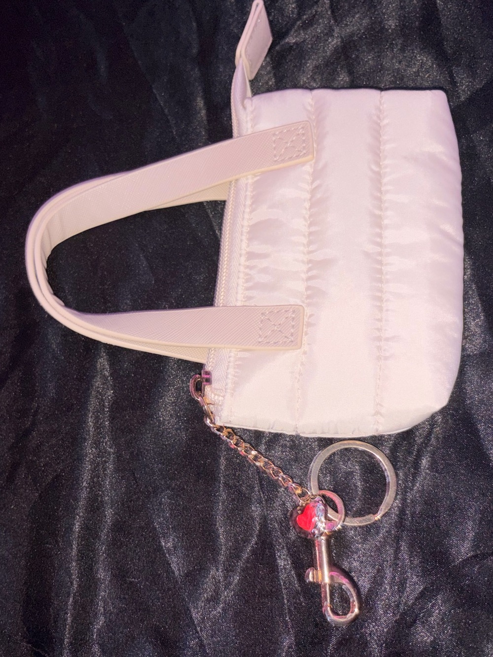 Quilted Mini Tote Bag with Keychain